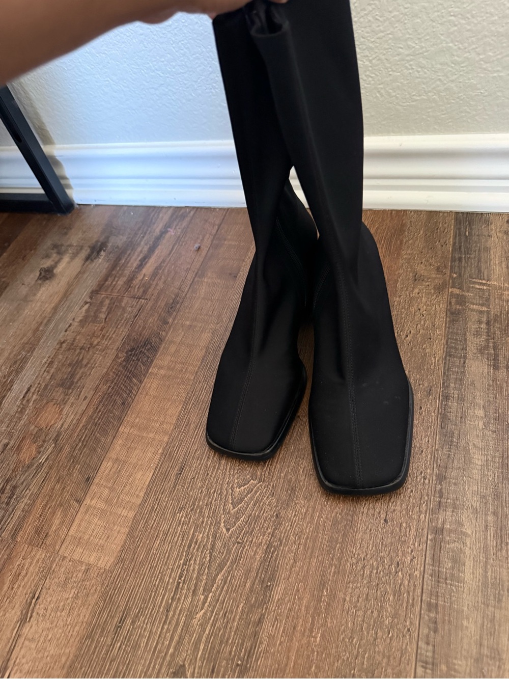 Jeffrey Campbell Black Mid-Calf Block Heel Boots - Picture 2 of 4